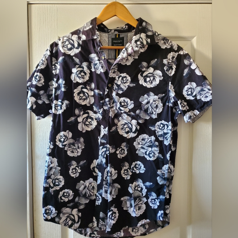 Denim & Flower Men's  Floral Print Button-down Size M